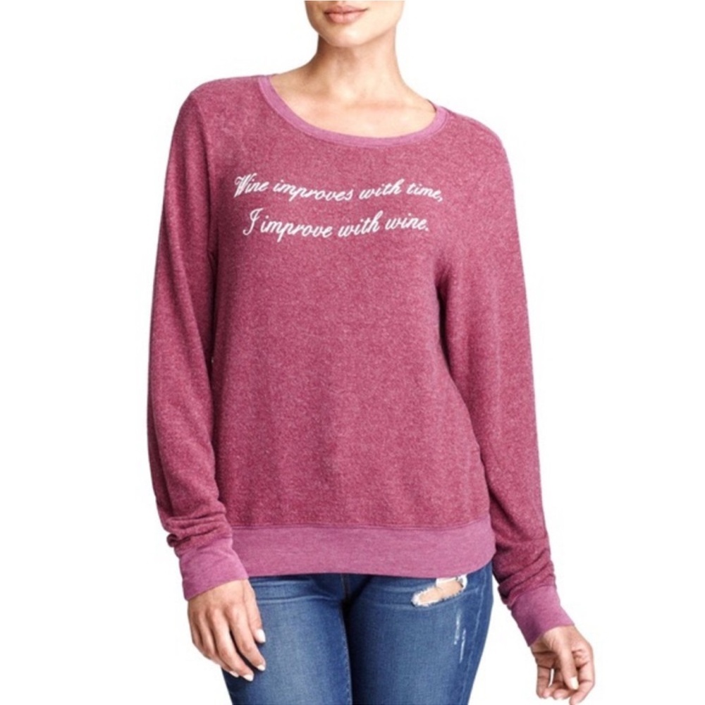 Wildfox Wine Pink/Wine color Crew Neck Sweatshirt